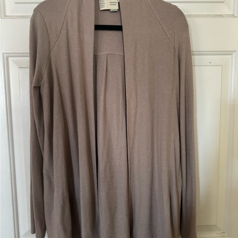 Saturday Sunday by Anthropologie Women's Taupe Sweater Cardigan GUC